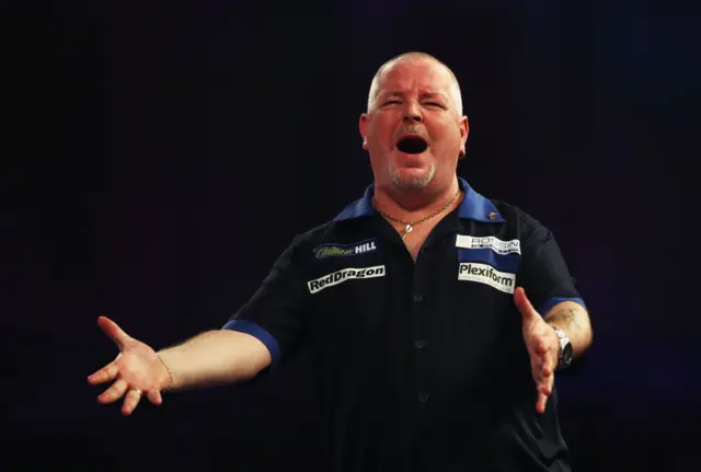 Robert Thornton celebrates after winning a match