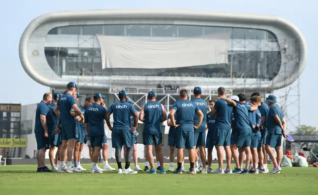 England team huddle at training