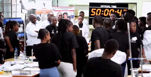 Rose Tata Wekesa and her students after the record was broken