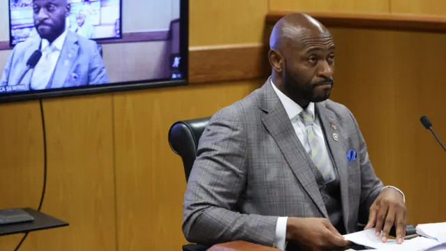 Fulton County Special Prosecutor Nathan Wade looks on during a hearing in the case of State of Georgia v. Donald John Trump at the Fulton County Courthouse in Atlanta, Georgia, USA, 15 February 2024.