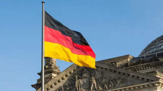 German flag outside Reichstag