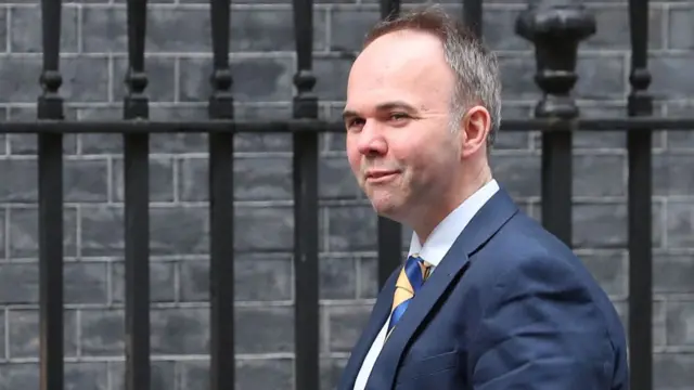 Gavin Barwell arrives in Downing Street in London in March 2019