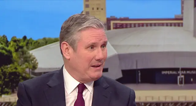 Keir Starmer sitting in the BBC studio