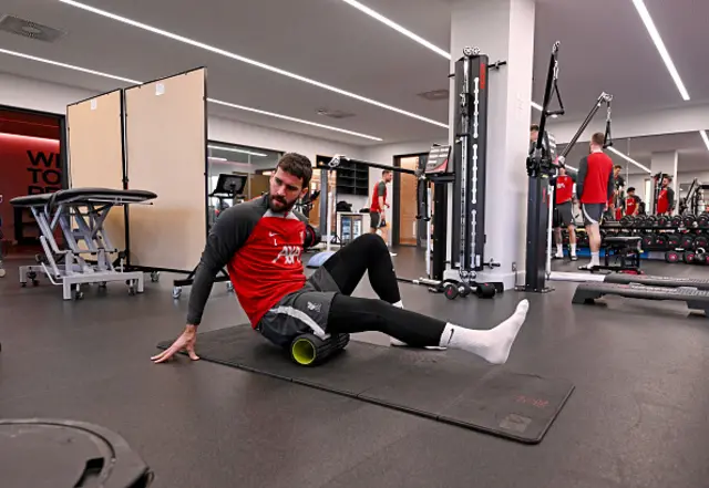 Alisson Becker of Liverpool during a training session