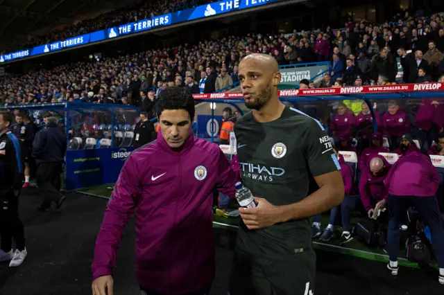 Vincent Kompany when playing for Manchester City with Mikel Arteta assistant head coach