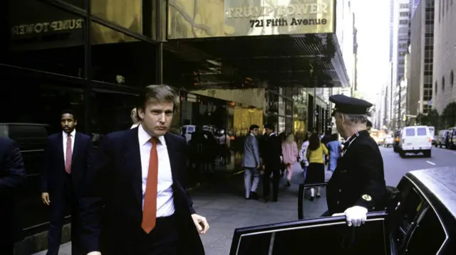 Donald Trump getting into a limo outside Trump Tower