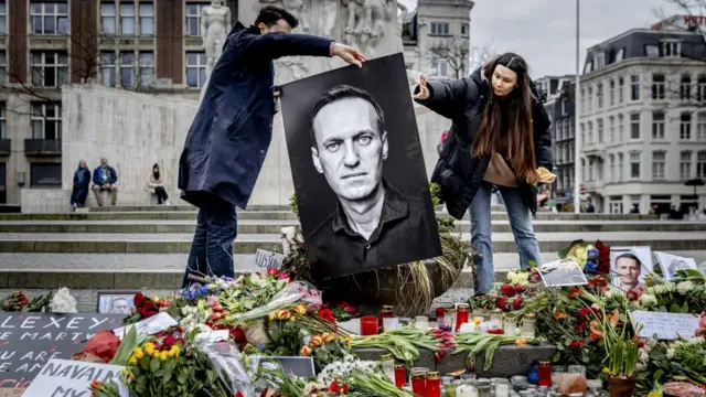 Vigil on Dam Square for Navalny's death, Amsterdam, Netherlands - 17 Feb 2024