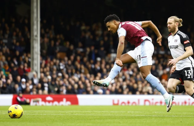 Ollie Watkins scores a goal that was later disallowed