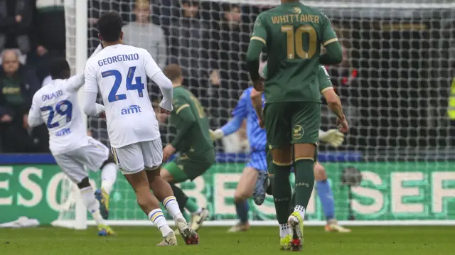 Willy Gnonto scores for Leeds at Plymouth