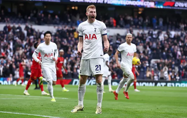 Dejan Kulusevski of Tottenham Hotspur celebrates