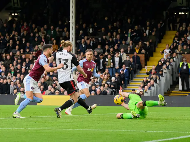 ulham's Tim Ream (centre) scores his side's first goal but disallowed for offside by VAR