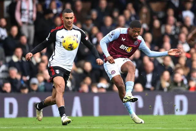 Leon Bailey of Aston Villa shoots