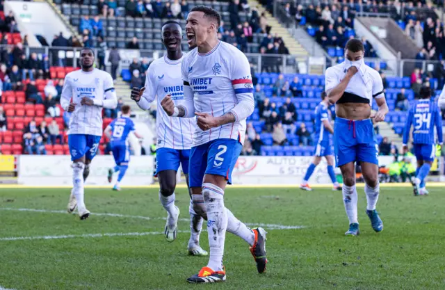 James Tavernier celebrates his second penalty