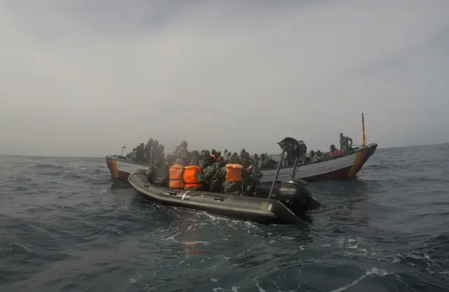 Morroco's navy rescues migrants headed to Spain's Canary Islands on 18 February 2024