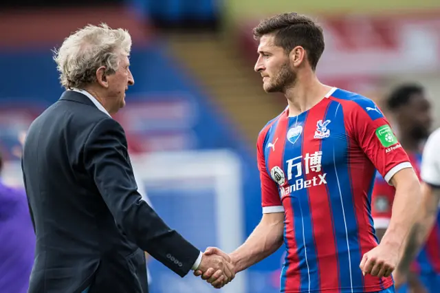 Roy Hodgson of Crystal Palace and Joel Ward of Crystal Palace shake hands