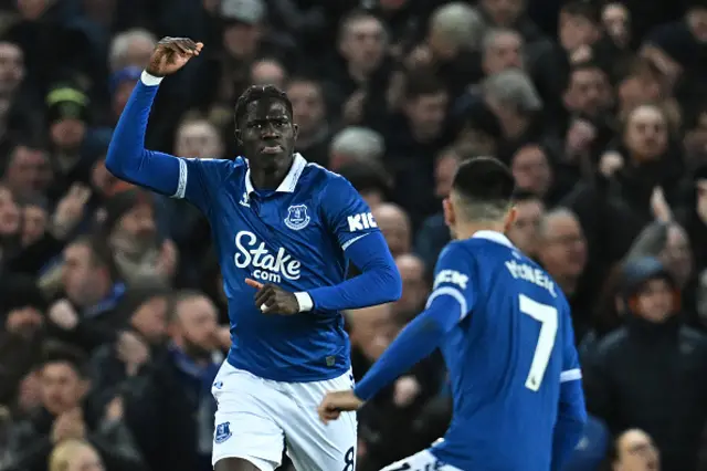 Amadou Onana celebrates