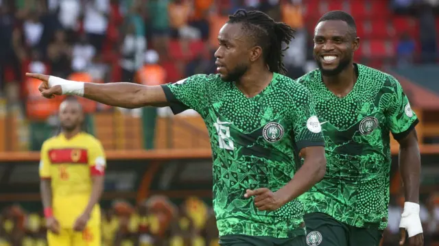 Ademola Lookman celebrates against Angola
