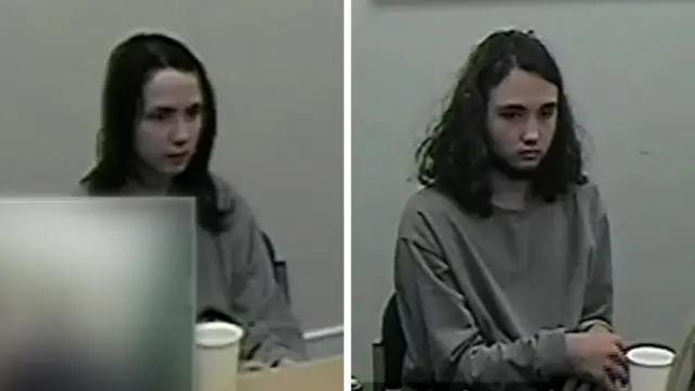 Screen grab taken from CCTV dated 13/02/23 issued by Cheshire Constabulary of Scarlett Jenkinson and Eddie Ratcliffe during their police interviews