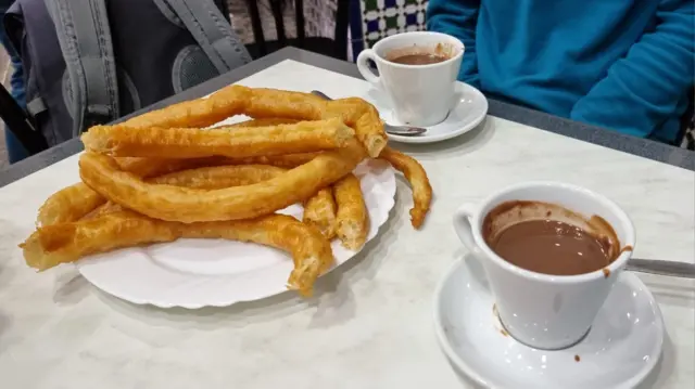 churros con chocolate in Nerja, Spain