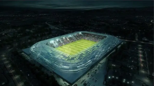 An artist's impression of the proposed Casement Park stadium