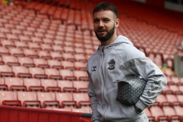 Southampton's Adam Armstrong arrives at St Mary's