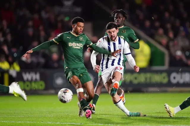 West Brom's Alex Mowatt shoots at Plymouth