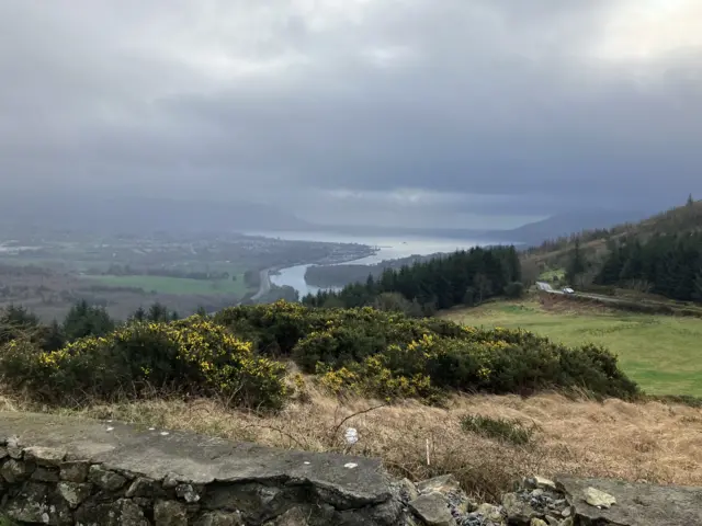 Wide shot of the Cooley Peninsula where the bridge will be built