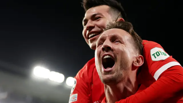 Luuk de Jong celebrates scoring PSV Eindhoven equaliser against Borussia Dortmund in the Champions League