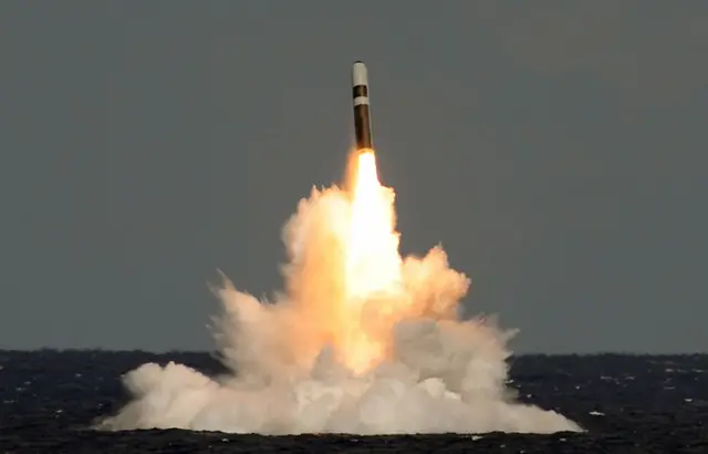 An unarmed missile being fired from HMS Vigilant in 2012