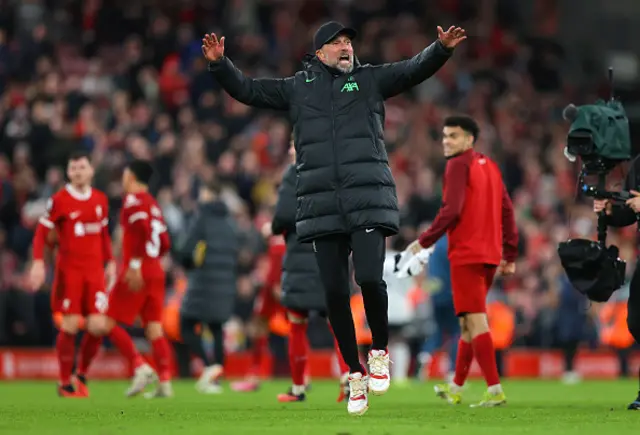 Jurgen Klopp celebrates after the full-time whistle