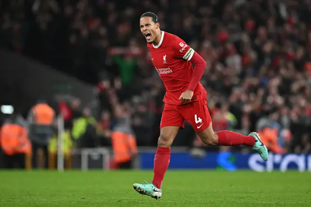 Virgil van Dijk celebrates