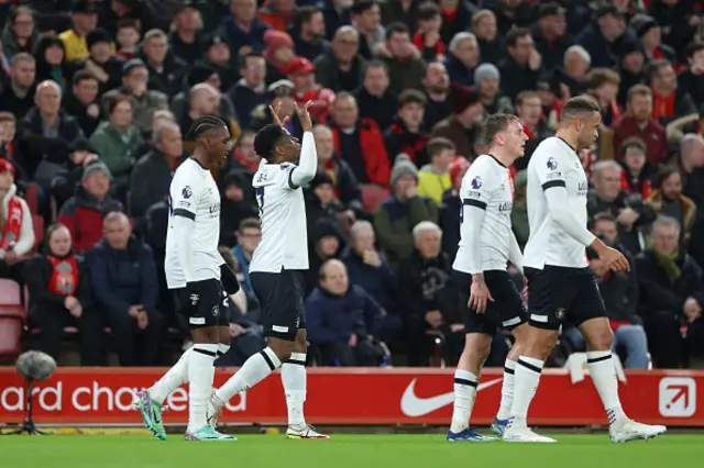 Chiedozie Ogbene of Luton Town celebrates