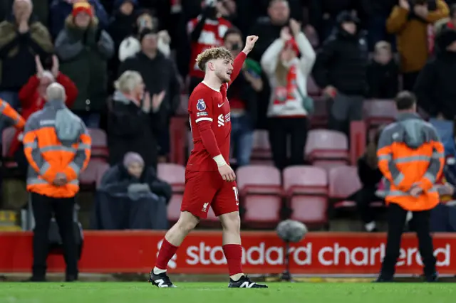 Harvey Elliott of Liverpool celebrates scoring