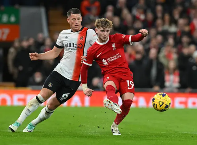 Harvey Elliott of Liverpool in action