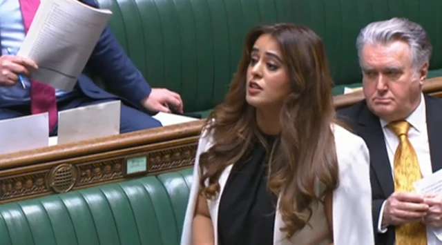 Anum Qaisar, MP for SNP, speaks during a debate on a ceasefire