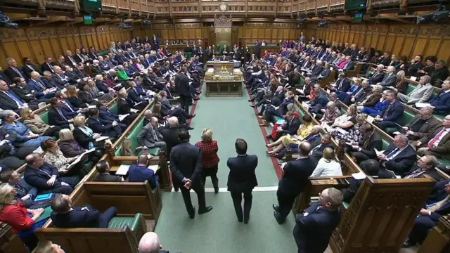 An overhead shot of the House of Commons during Prime Minister Questions