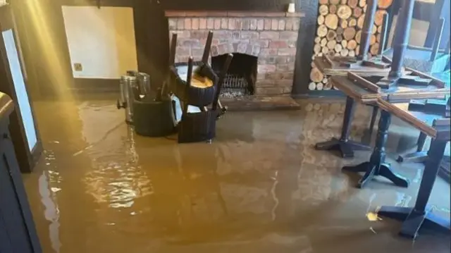 A flooded pub