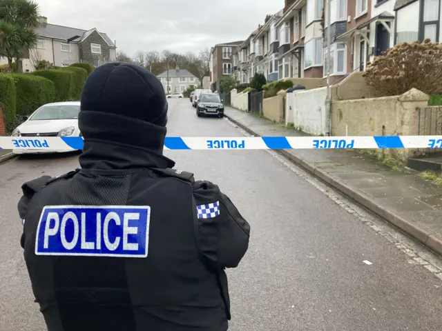 Police at cordon in Keyham