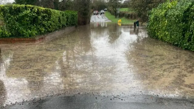 Flooding in Crowle, Worcestershire