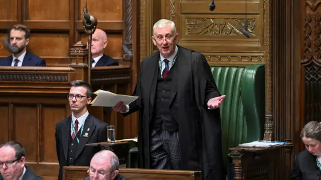 Sir Lindsay Hole gestures with his hands in the Commons (file photo from January)