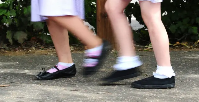 School children's feet