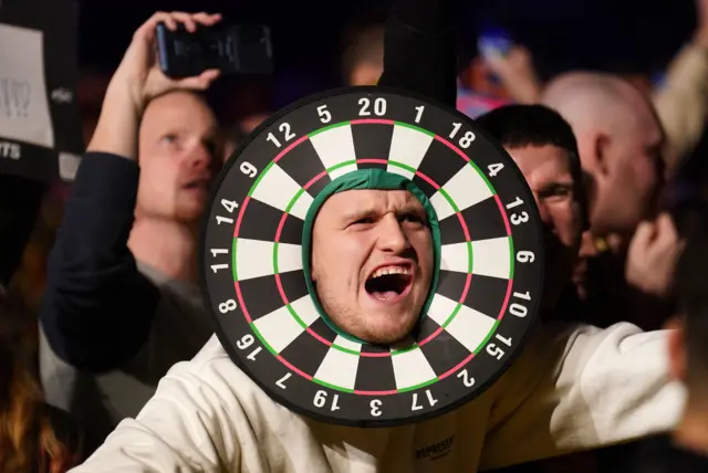 A fan at the Premier League Darts in Newcastle