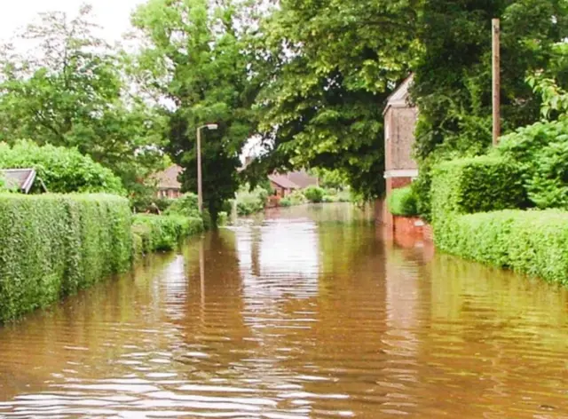 A flooded road