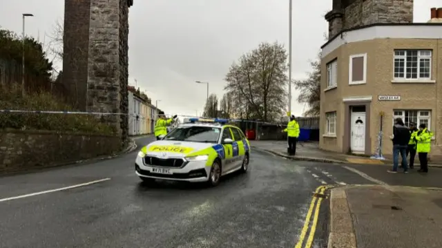 A police cordon in Plymouth