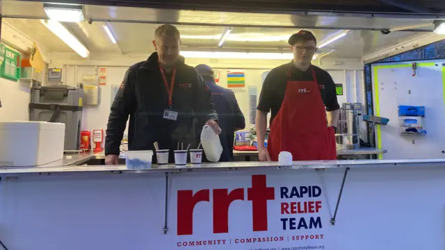 Rapid relief team on Keyham cordon providing breakfasts and hot drinks to emergency servicess