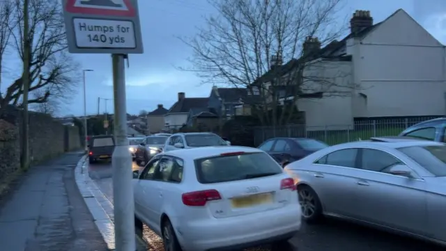 Traffic on Melville Road in Plymouth