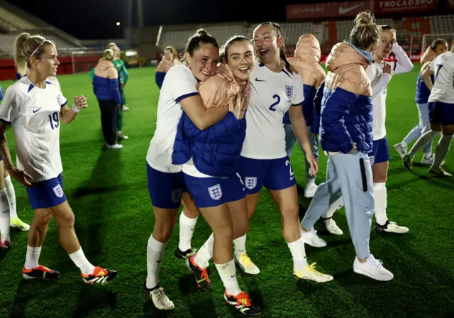 England celebrate after beating Austria