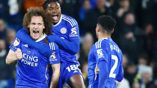 Leicester celebrate scoring