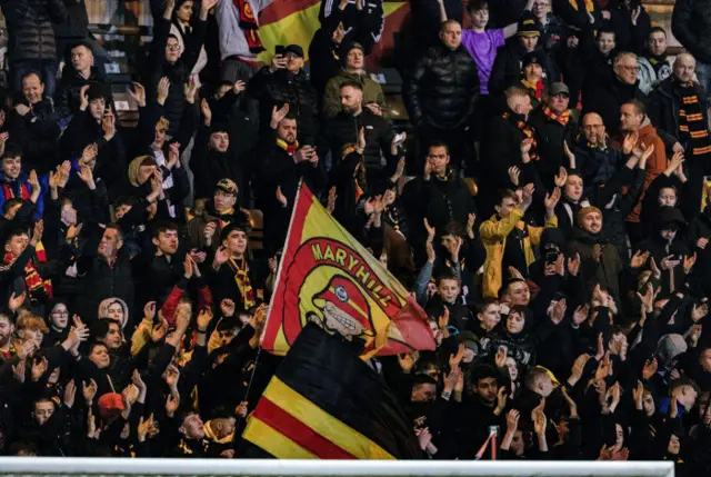 A general view of Partick fans before a cinch Championship match between Partick Thistle and Dunfermline at the Wyre Stadium at Firhill, on February 23, 2024, in Glasgow, Scotland.