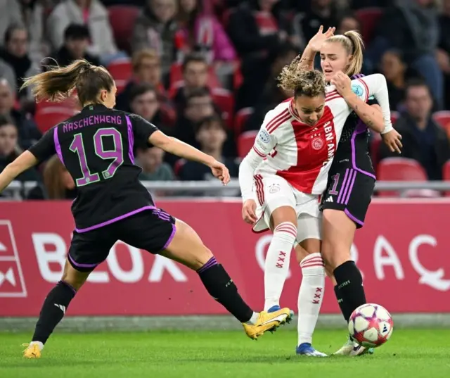 Stanway and Naschenweng playing for Bayern v Ajax.